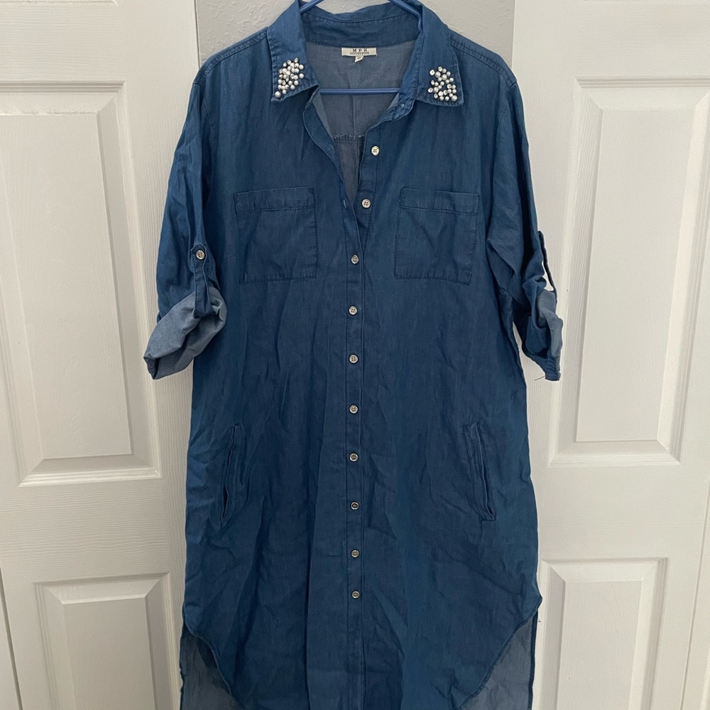 Blue Denim Midi Dress